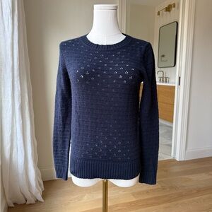 J Crew Navy Pointelle Knit Sweater XXS